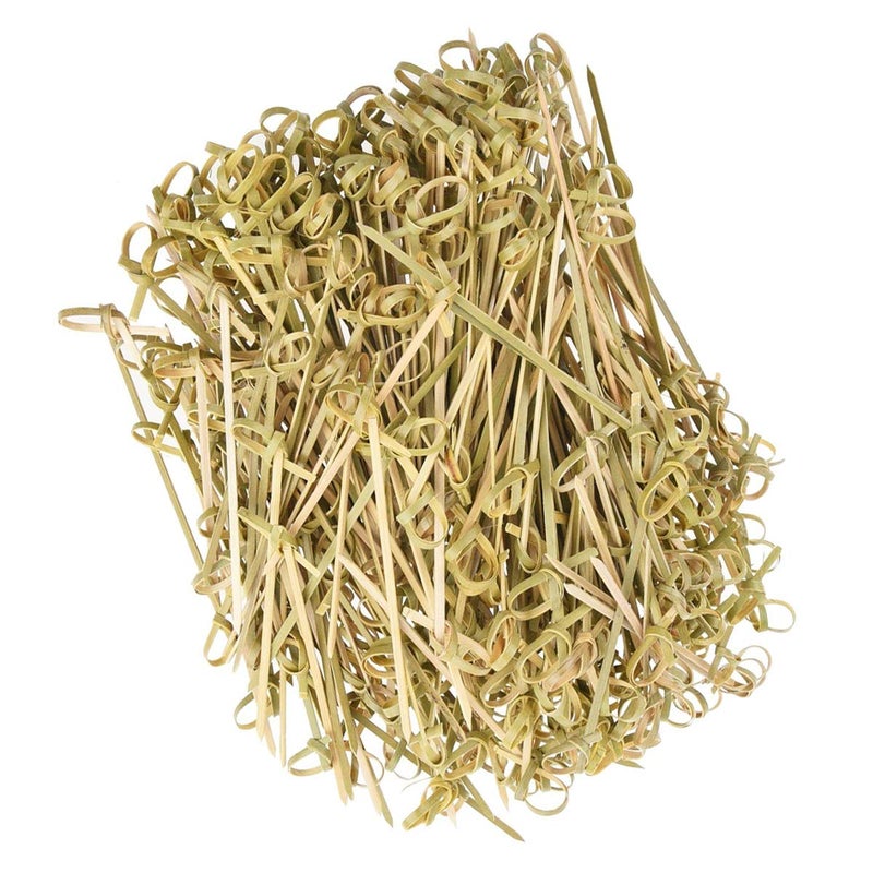 DC-BEAUTIFUL 200 Pack Natural Bamboo Knot Skewers, 6 Inch Bamboo Twisted End Cocktail Picks, Appetizer Picks for Party Snacks Club Sandwiches Finger Food Barbecue Must (6.0â€) - Image 1